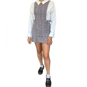 Chic Black and White Tweed Dress